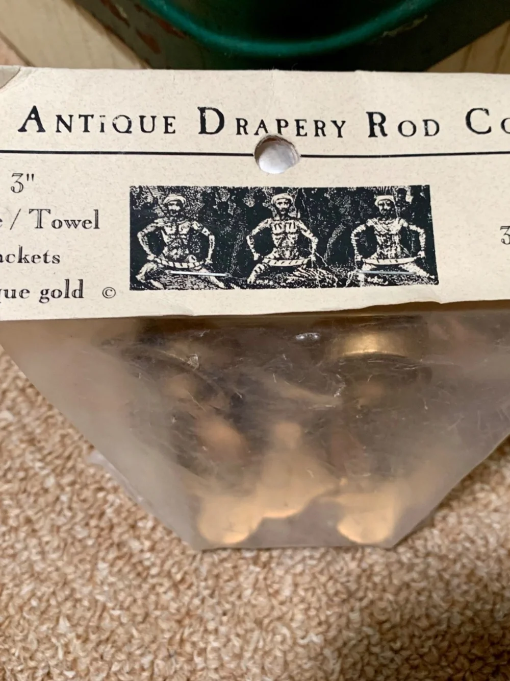 Antique Drapery Rod Co. Tube Towel brackets Antique gold